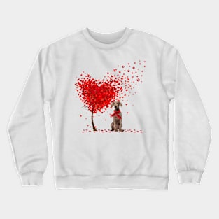 Happy Valentine's Day Heart Tree Love Weimaraner Crewneck Sweatshirt